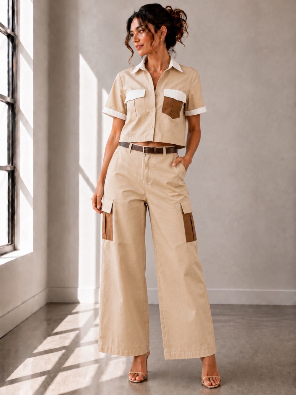 477. Safari Chic Colorblock Two-Piece Set